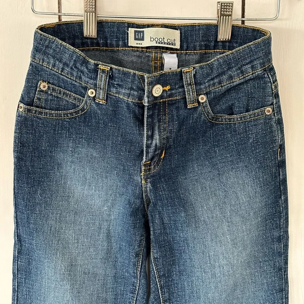 Gap Vtg Y2K Flare Jeans Girls Sz 8 Stretch Retro 70s 90s